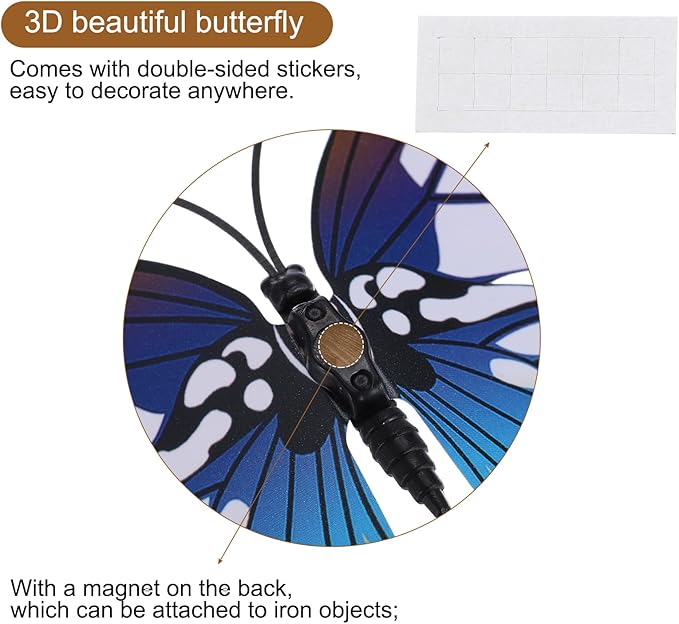 uxcell 120Pcs 3D Beautiful Butterfly Removable DIY Wall Stickers for Bedroom Living Room TV Background Decorations, Blue