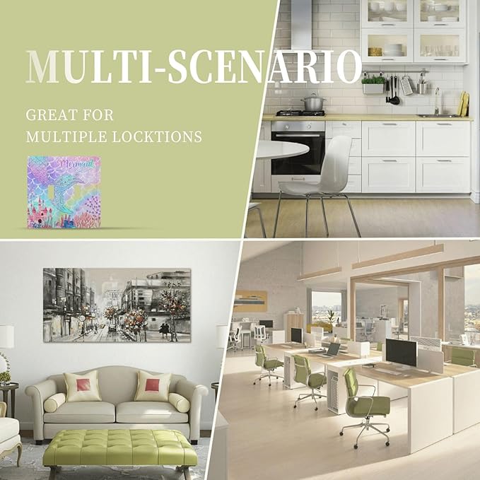 Silvery Glitter Cute Mermaid Tail Fantasy Castle Double Toggle Light Switch Covers 2 Gang Wall Plate Dual Decorative Switchplate Electrical Faceplate for Kidroom Nursery Bedroom Kitchen Decor