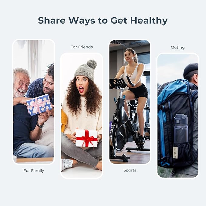 Smart Water Bottle with Reminder to Drink Water, Motivate & Tracking Hydration Water Bottle with App, 32 oz Tritan BPA-Free Plastic Water Bottles for Gym, School, Office - Blue