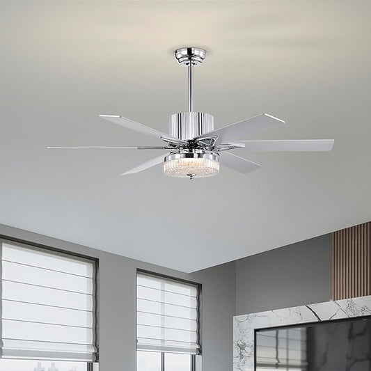 NicBex Ceiling Fan 52 Inch Stylish Design Ceiling Fan with Lights Ceiling Fans with 6 Blades and Remote Control Reversible Ceiling Fan for Bedroom, Living Room, Silver