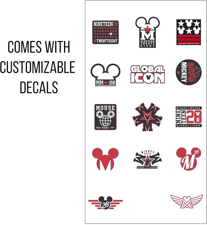 Silver Buffalo Disney Mickey Classic Varsity Twist Spout Plastic Water Bottle with Stickers You Stick Yourself, Red, 32 Ounces