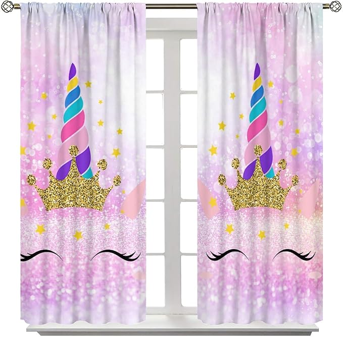 Kids Unicorn Curtains Kids Girls Boys Rainbow Unicorn Pattern Blackout Curtains Bedroom Curtains 42x45 Inches 2 Panels