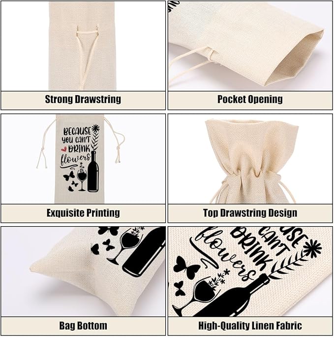 Funny Wine Quotes Wine Bag Wine Tasting Party Supplies for Wine Lovers Women Men Mum Groom Friend Christmas Birthday Wedding Bachelorrette Party Wine Bags