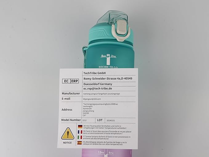 Motivational Water Bottle with Time Marker- 32oz Water Bottles with Times to Drink, Leakproof & BPA Free Sports Water Bottle with Straw & Carry Strap for Fitness, Gym, and Outdoor Sports