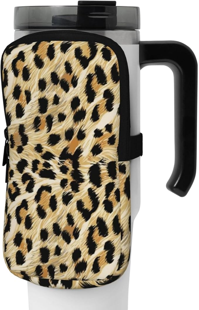 Water Bottle Pouch for Stanley Cup 40oz 30oz,Personalized Gym Purse for Men Women, Tumbler Pouch with Versatile Pocket Water Bottle Bag for Cards, Keys, Phone Botanical Leaf