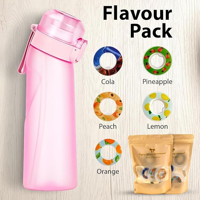 Matt Finish Water Bottle With 1 Flavor Pod | Include Straw and Strap | Silicone Leak-Proof Ring BPA Free, Air Water Bottle