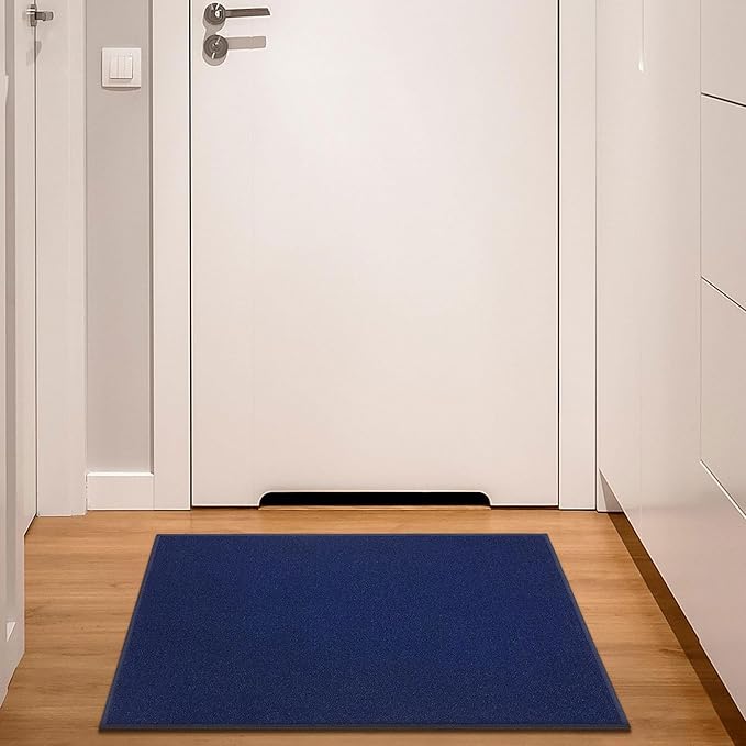 Machine Washable Modern Solid Design Non-Slip Rubberback 2x3 Traditional Area Rug for Entryway, Bedroom, Kitchen, Bathroom, 2'3" x 3', Navy