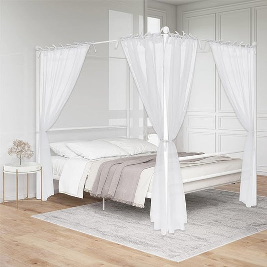 KGORGE Canopy Bed Sheer Curtains for Queen/King/Twin/Full Size, 8 Panels for Girls Boys Adults Bed, Home Bedroom Decor (White, 45 inch Width X 90 inch Length)