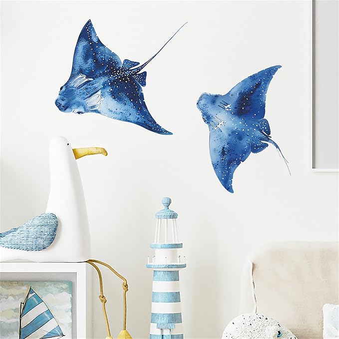 Removable Vinyl Whale Wall Decal Sea Life Wall Sticker Decor Nursery Kidsroom School Classroom Livingroom Bedroom Bathroom Coastal Ocean Fish Murals Decals