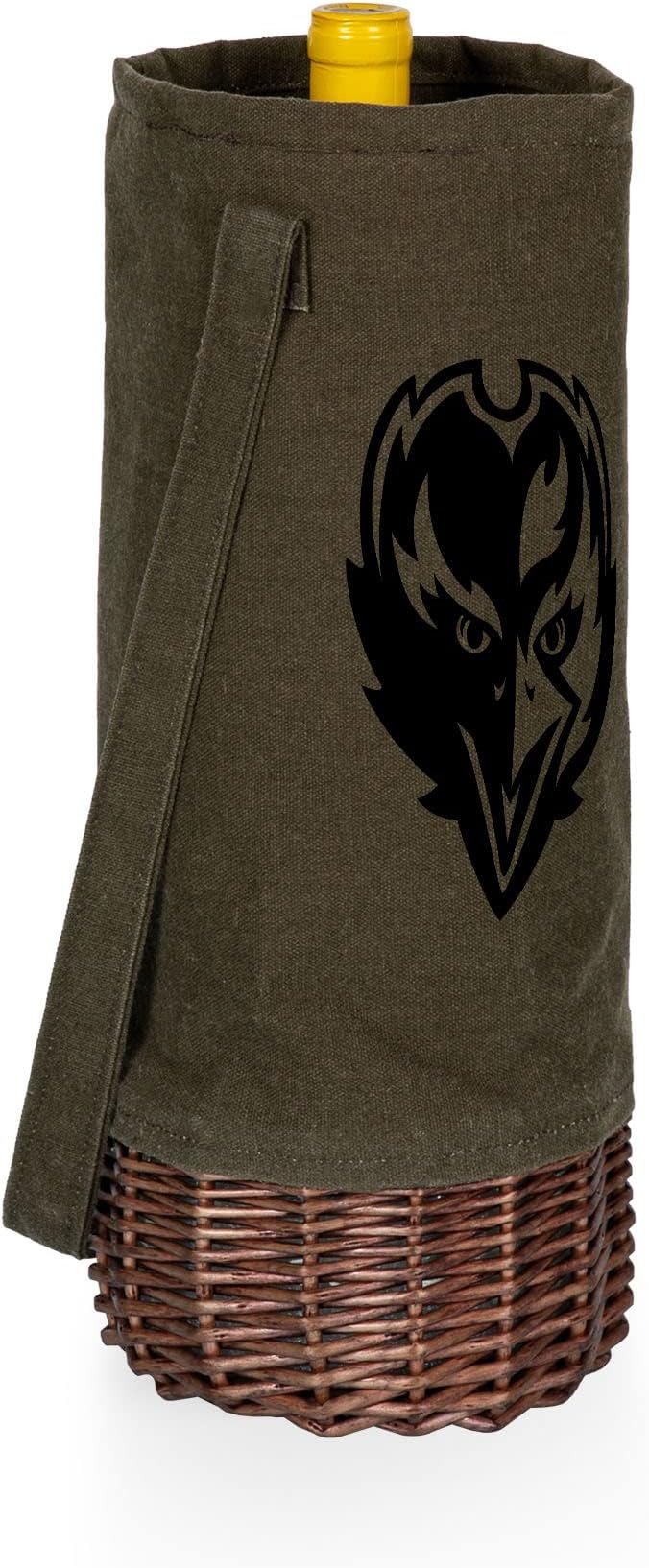 PICNIC TIME NFL Unisex-Adult NFL Malbec Insulated Canvas and Willow Wine Bottle Basket