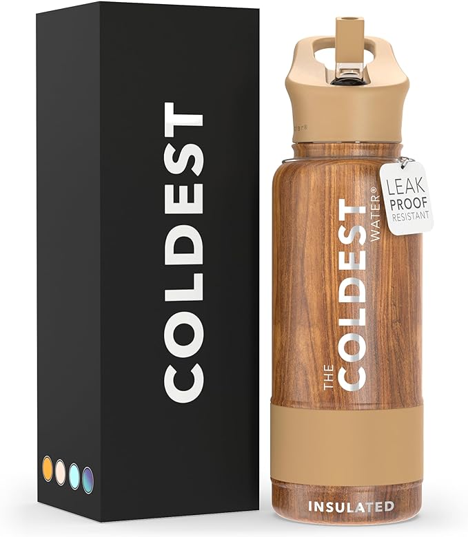 Coldest Sports Water Bottle with Straw Lid Vacuum Insulated Stainless Steel Metal Thermos Bottles Reusable Leak Proof Flask for Sports Gym(32 oz, Executive)