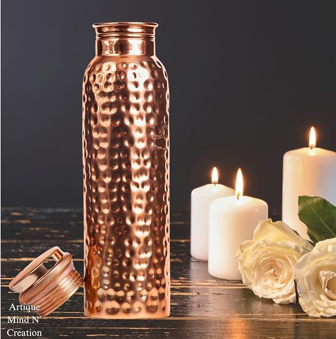 Copper Water Bottle - 34OZ - Versatile and Travel-Friendly Pure Copper Water Bottle – Ayurvedic Copper Drinking Bottle for Women and Men – Wide Mouth Design – | Lab-Tested, Heavy Duty & Leak-Proof |