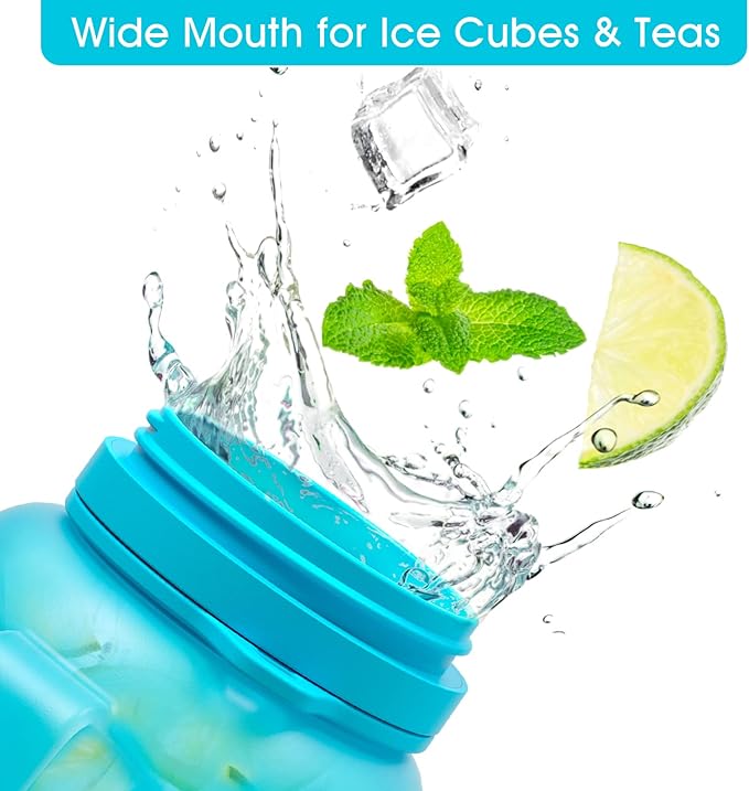 Collapsible Water Bottles 40 OZ Gallon Motivational Water Jug with Straw 1.2L Silicone Sports Water Bottle with Time Marker, Leakproof Large Water Bottle for Yoga Camping Outdoors