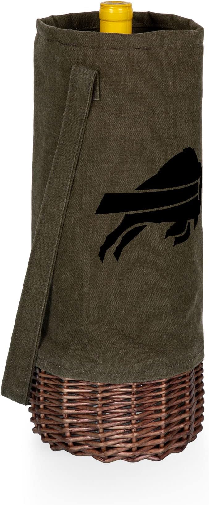 PICNIC TIME NFL Unisex-Adult NFL Malbec Insulated Canvas and Willow Wine Bottle Basket