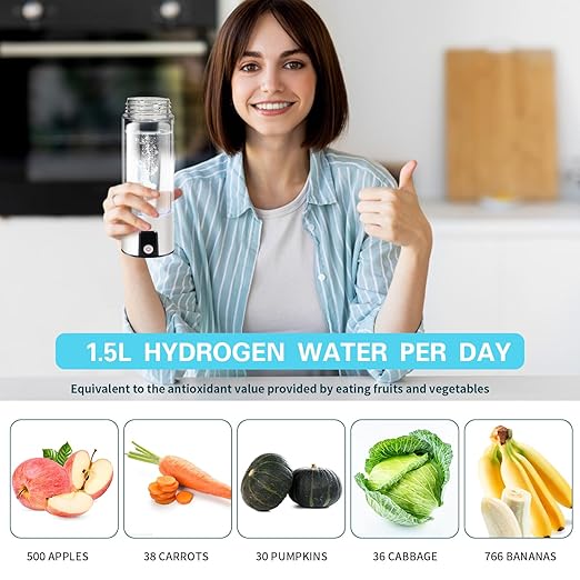 Hydrogen Water Bottle, Portable Hydrogen Water Ionizer Machine, Rechargeable Hydrogen Water Bottle Generator, with Pem SPE Technology Hydrogen Water Cup for Office, Travel, Exercise, Gift for Love