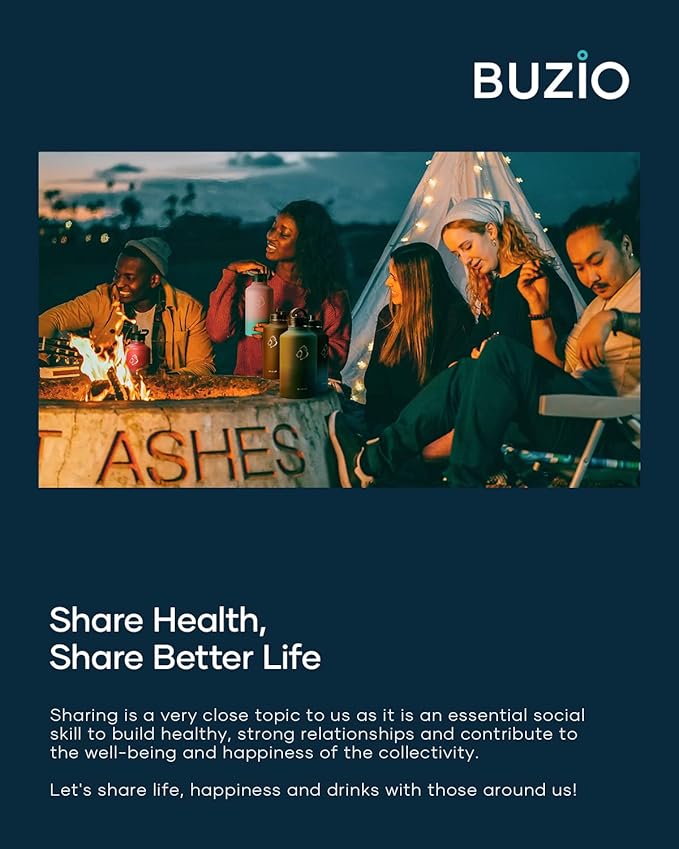 BUZIO Water Bottle with Straw lid, Spout Lid, Hand Lid and Carrying Pouch, 32oz 40oz 64oz Stainless Steel Water Flask Jug, Cold for 48 Hrs Hot for 24 Hrs Double Vacuum Thermo Canteen Mug, BPA-Free