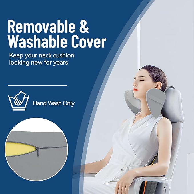 PouHenier.jh Ergonomic Headrest Pillow for Recliner Chair Sleeping Neck Support, Memory Foam Head and Neck Cushion Pillow with Adjustable Velcro for Sofa, Couch, Office Chair, Side and Rear Pockets