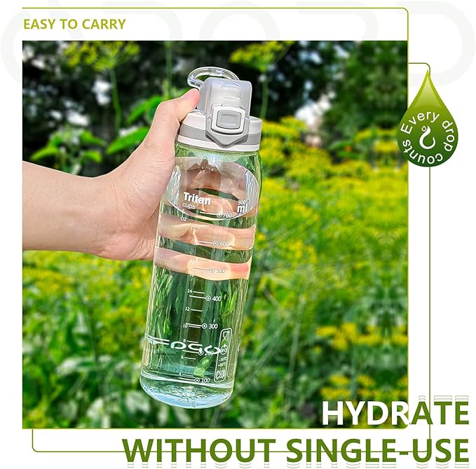 Opard 30oz Sports Water Bottle with Leak Proof Flip Top Lid BPA Free Tritan Reusable Plastic for Gym and Outdoor
