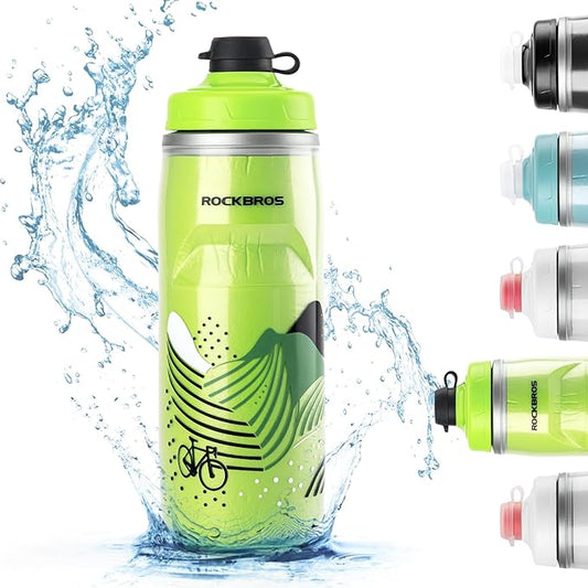 ROCKBROS Bike Water Bottle 21oz Bicycle Water Bottle for 5hrs Insulation Sports Squeeze Water Bottle with Leakproof Design