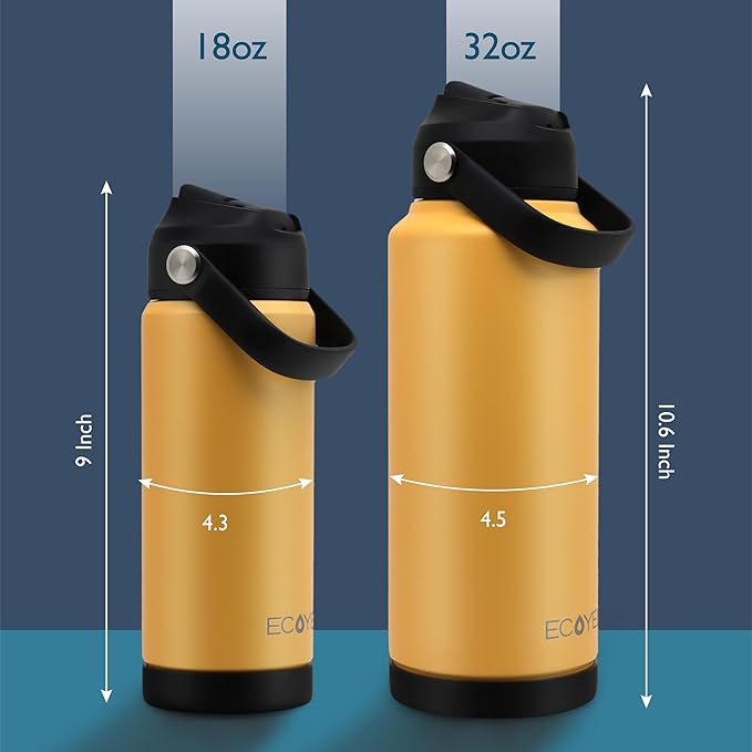Water Bottles 18oz, Insulated Water Bottle with Straw - Stainless Steel Reusable Metal Water Bottle, Silicone Boot, Carry Handle, Double Wall Vacuum Leak Proof Tumbler for Traveling, Hiking, Gym