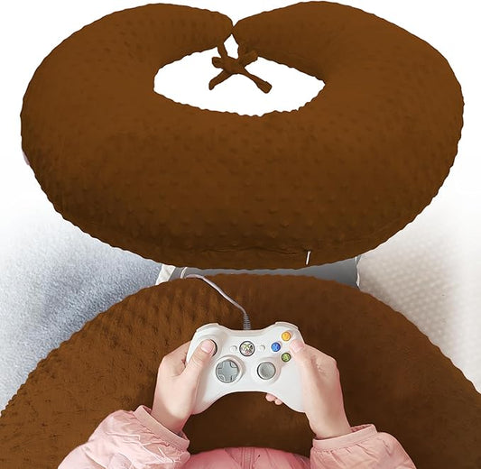 Professional Gaming Pillow for Lap; Arm Rest Pillow Gaming Lap Pillow with Crochet Support - Eliminate Pain in Gaming (Brown)