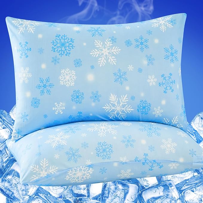 Cooling Pillow Cases for Hot Sleepers - Double Side Arc-Chill Q-Max>0.5 Cooling Fiber Cool Pillow Cases 2 Pack - Breathable Soft Cold Pillow Cases with Hidden Zipper (20" x 30")