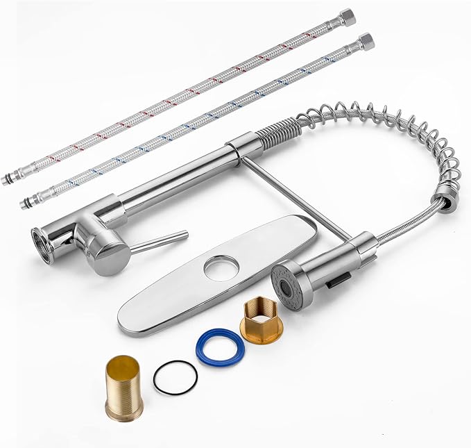 Kitchen Faucets Brushed Nickel,Kitchen Sink Faucets,Kitchen Faucet with Pull Down Sprayer Brushed Nickel Kitchen Faucet for Kitchen Sink RV Stainless Steel Kitchen Faucet Single Hole Kitchen Faucet