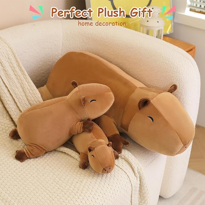 SQEQE Weighted Capybara Plush, Weighted Capybara Stuffed Animal for Anxiety, Cute Capybara Plushies Soft Capybara Pillow Toy Gift for Kids Adults 13.8 Inch, 1.6 lbs