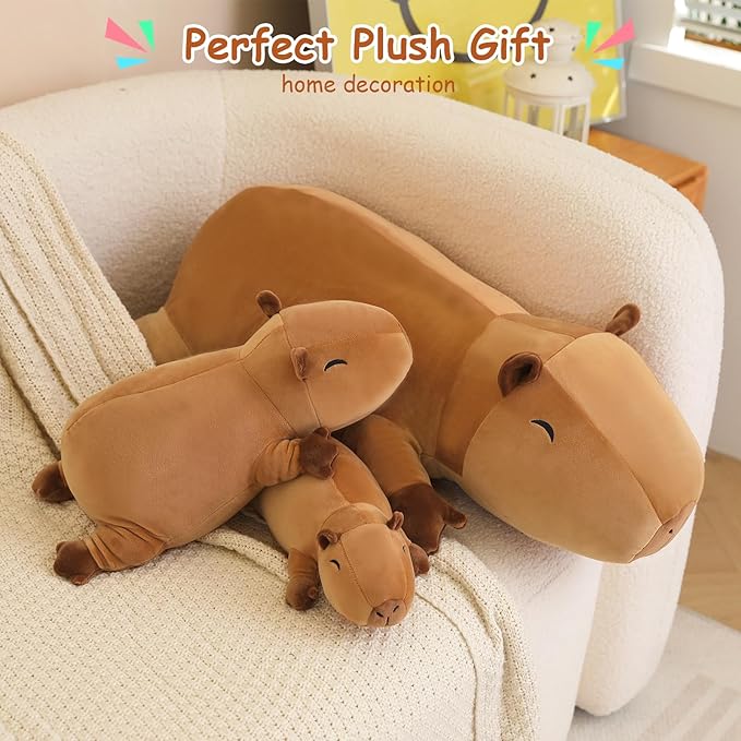 SQEQE Weighted Capybara Plush, Weighted Capybara Stuffed Animal for Anxiety, Cute Capybara Plushies Soft Capybara Pillow Toy Gift for Kids Adults 9.8 Inch, 0.8 lbs