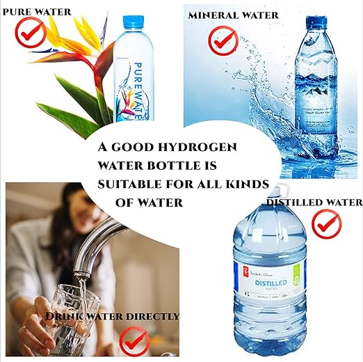 Hydrogen Water Bottle, 9000+ PPB Hydrogen Water, Food Grade Rechargeable Machine,Suitable for All Water, Alkaline Water,Exhaust Hole, 3 Minutes and 18 Minutes Dual Mode (Single Silver)