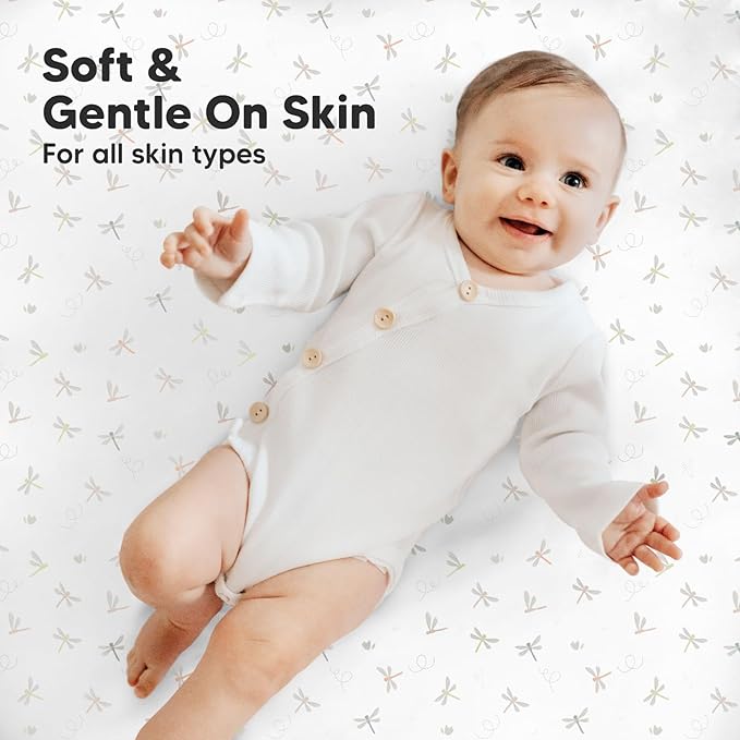 2-Pack Mini Crib Sheets Fitted, Pack and Play Sheets - Organic Cotton Pack N Play Sheets for Pack and Play Mattress, Playard Baby Crib Sheets, Jersey Crib Sheets Neutral for Boys, Girls (Meadow)