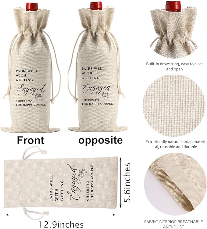 Engagement Wine Gift Bag, Engagement Gift for Couples Wine Bag, Engagement Party Gifts, Pairs Well With Planning A Engagement Wine Bag, Mr And Mrs Engagement Gift Ideas Wine Bottle Bag