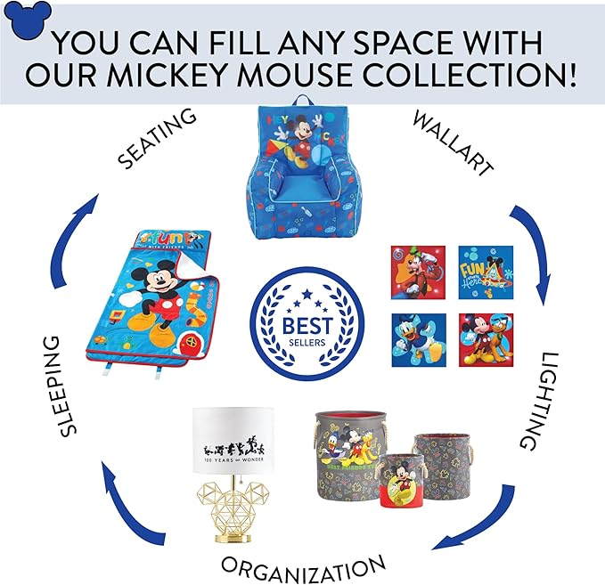 Idea Nuova Disney Mickey Mouse Pop Up Hamper with Durable Carry Handles, 21'' H x 13.5'' W X 13.5'' L