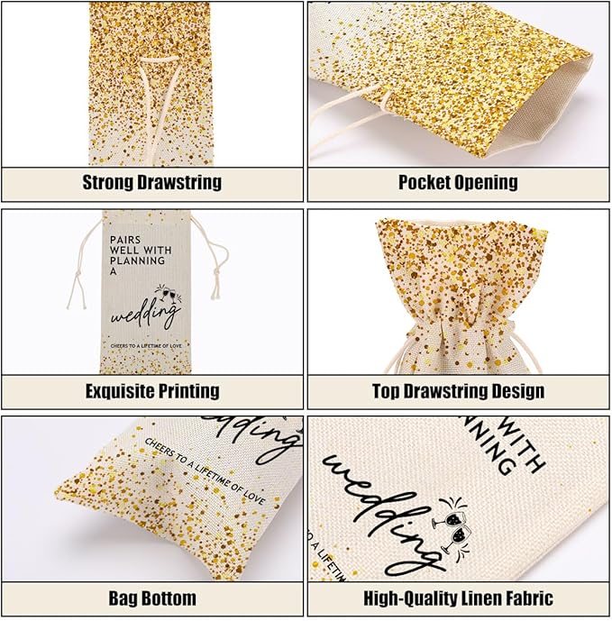 Wedding Bridal Shower Gifts Wine Bag Honeymoon Gifts Engagement Gifts for Couples Women Men Friend Coworker Niece Teacher Bachelorette Party Mrs Gifts Wine Bags