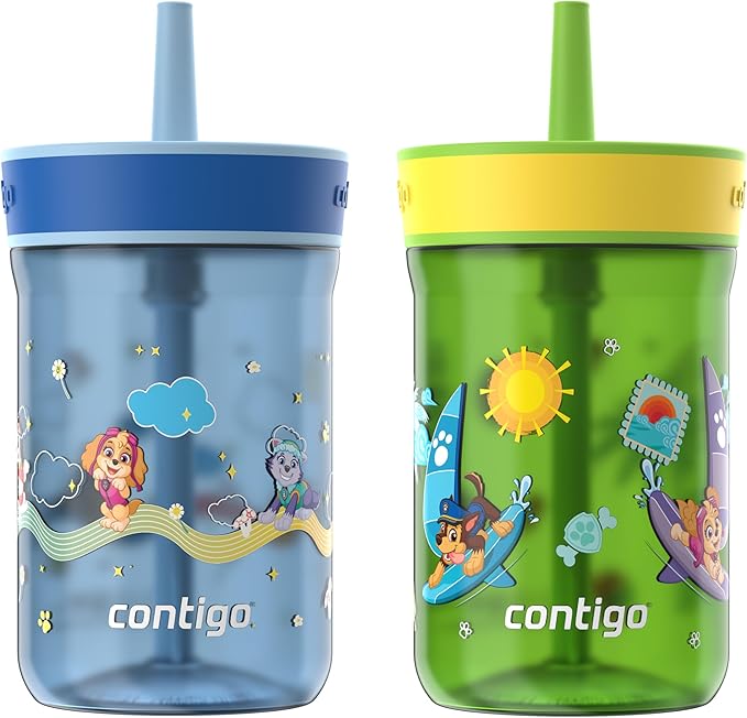 Contigo Leighton Tumbler with Straw, 14 oz, Cool Lime PAW Patrol (Color changing straw); Glacier PAW Patrol (Color changing body)