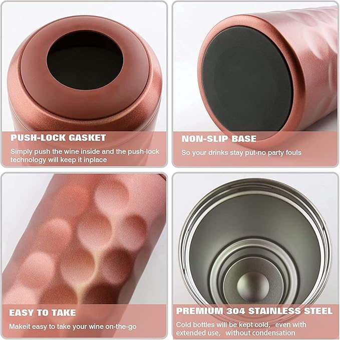 Sangyn Wine Chiller, Premium Wine Cold Bucket Double Walled, Portable Vacuum Insulated Wine Cooler for Most 750mL Champagne and Wine Bottles, Wine Gifts for Wine Lovers(Rose Gold)