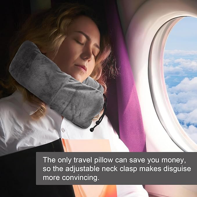 Stuffable Travel Pillow, Plush Stuffable Neck Pillow for Travel Transformable Neck Pillow Travel Pillow Stuffable with Clothes Adjustable U-Shape Pillow, No Pillow Filler (Gray)