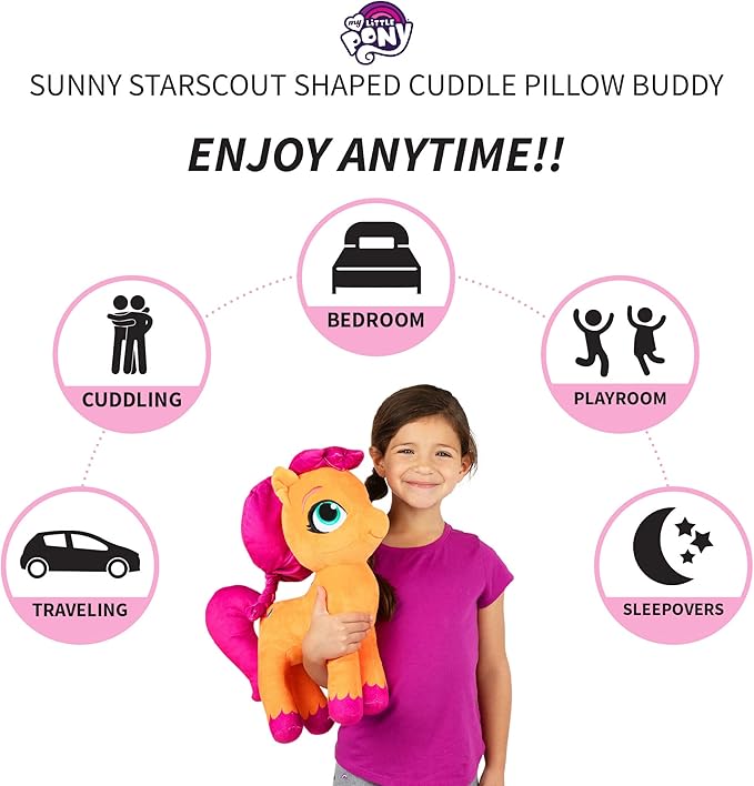My Little Pony Sunny Kids Bedding Super Soft Plush Cuddle Pillow Buddy, One Size, By Franco