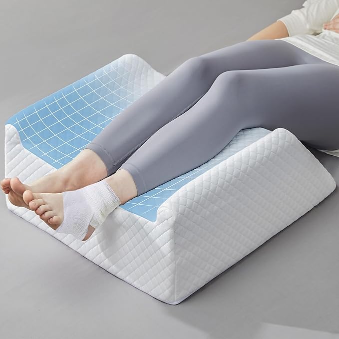 Leg Elevation Pillow for Blood Circulation After Surgery, Memory Foam Knee Wedge Pillow for for Swelling, Back Pain, Foot Injury, Rest