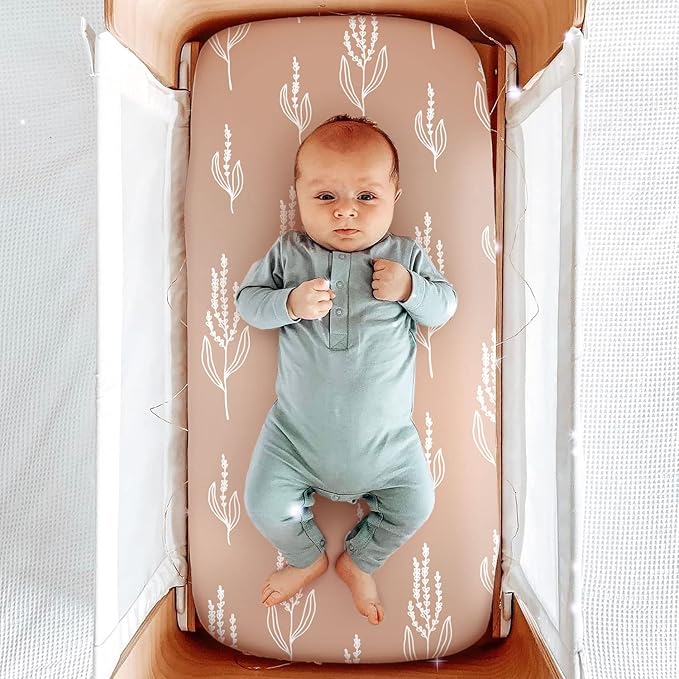 GRSSDER Stretchy Ultra Soft Fitted Bassinet Sheet Set 3 Pack, Universal Fit for Bassinets Baby Cradle Moses Basket Oval Rectangle Mattress, Pretty Fox for Baby Girls