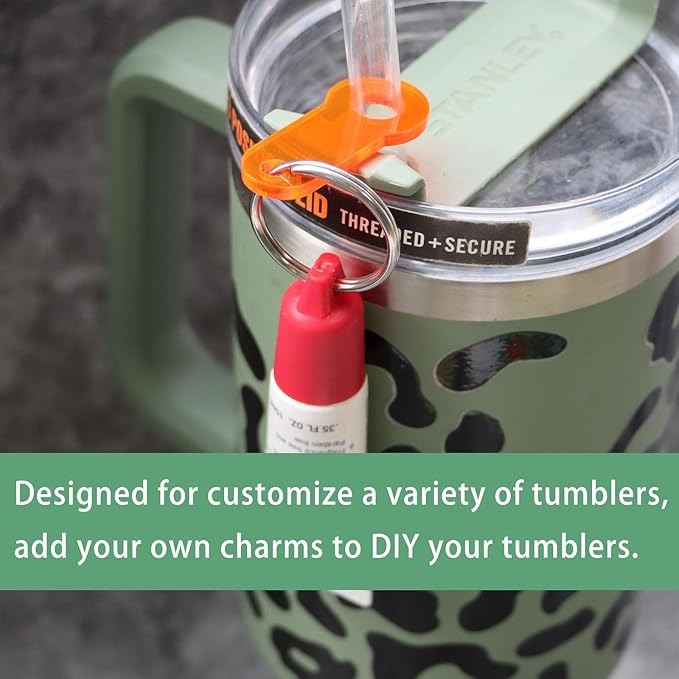 PIAOLGYI Tumbler Straw Charm Holder,Water Bottle Accessories for Stanley,Acrylic Cup Straw Charm Holders(8 Pcs)