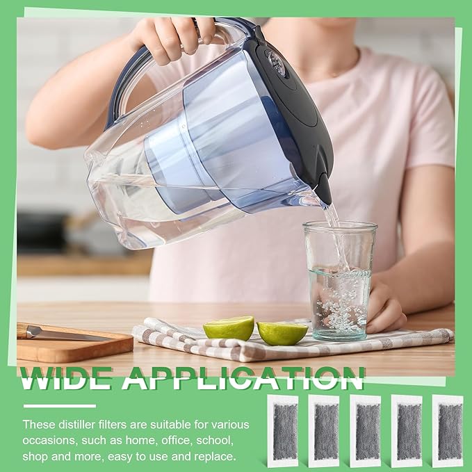 Lounsweer 12 Packs Replacement Activated Charcoal Distiller Filters Coconut Husk Activated Carbon Filter Sachets Compatible with Countertop Water Distiller Models