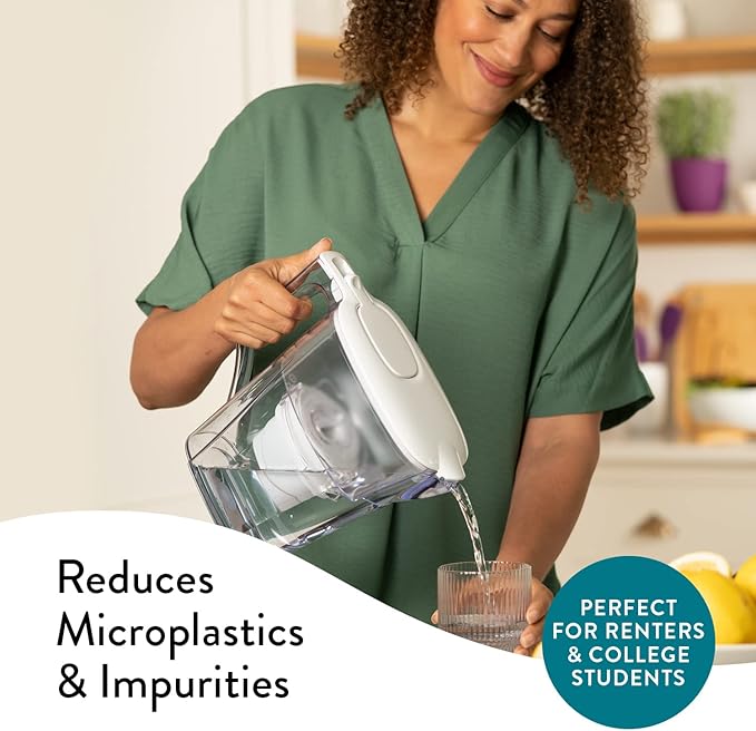 Aqua Optima Water Filter Pitcher for Tap and Drinking Water with 1 Evolve+ Filter, BPA Free, WQA Certified, Liscia Design (White)