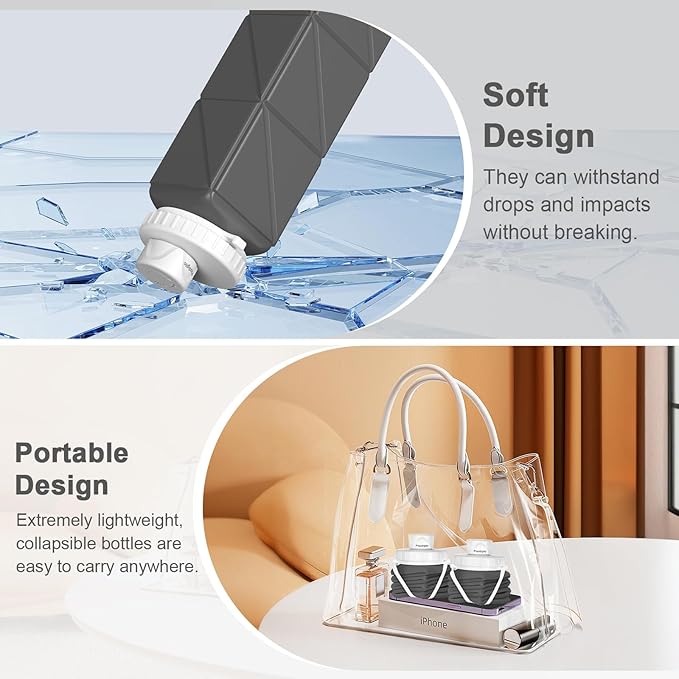 Collapsible Water Bottles Flexible Bpa Free Silicone Reusable Foldable Water Bottle,Durable Lightweight Leak-Proof Compact Water Bottles For Travel Hiking Running Outdoor Sports Bottle