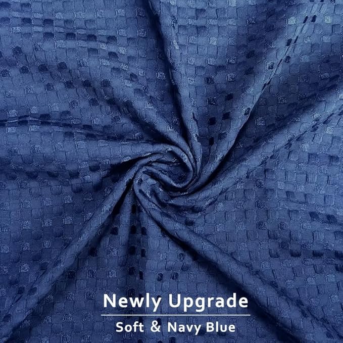 MIYE Pleated Waffle Weave Bed Skirt, Tailored Dust Ruffle 14 Inch Drop Easy Fit, Machine Washable (Navy Blue, Full - 14" Drop)