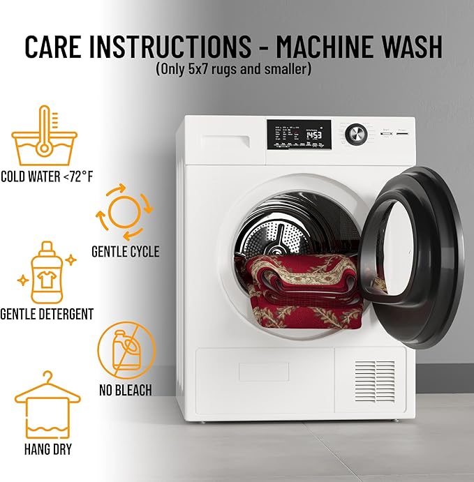 Ottomanson Machine Washable Trellis Design Non-Slip Rubberback 5x7 Modern Area Rug for Living Room, Bedroom, Dining Room, Office, 5' x 6'6", Red Trellis