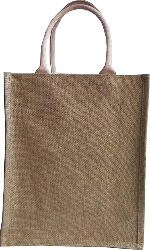 KVR natural Jute burlap wine beer water bottle cum can carrier bag with option to use as Grocery & lunch bag, Eco Environment Friendly versatile flexible (6 bottle bag, natural)