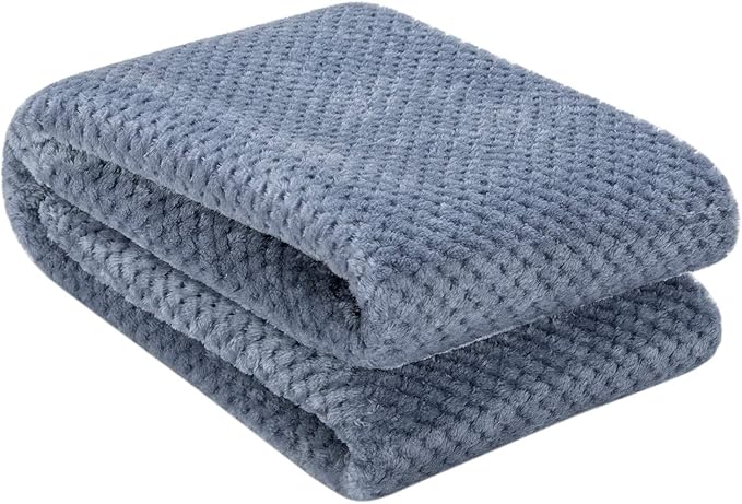 Fuzzy Throw Blanket, Plush Fleece Blankets for Adults, Toddler, Boys and Girls, Warm Soft Blankets and Throws for Bed, Couch, Sofa, Travel and Outdoor, Camping (40Wx60L, M-Smoked Blue)