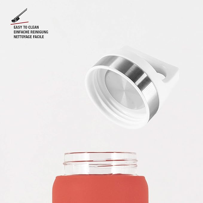 Sigg Dream Glass Water Bottle with Silicone, 0.65 Litre, Scarlet