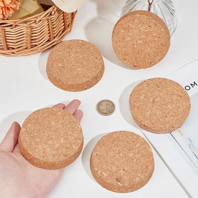 OLYCRAFT 8 Pcs Large Cork Stoppers Tapered Cork Plugs Wood Corks Lids Bottle Lids Cork Stoppers 3.1~3.4 inch Wine Bottle Stoppers Wood Jar Cork for Kitchen Wedding Favor Canning - 1.7cm Thick